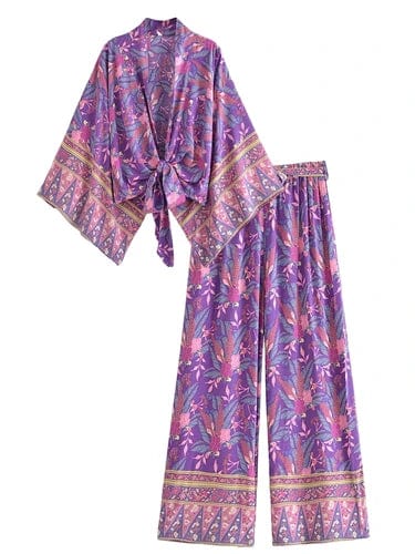 MORELLO Cropped Kimono & Pants Set