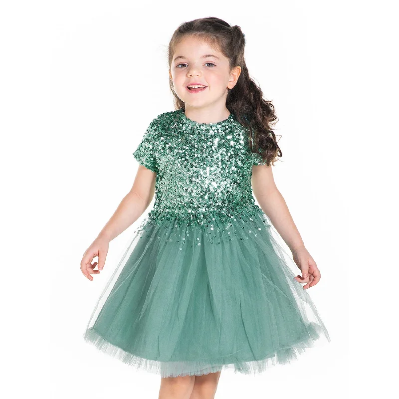 Emerald Sequins Dress with Bow and Clip Strapless Sequin Dress