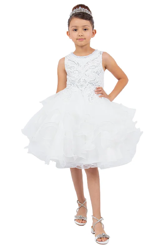 Sparkling Sequin Lace Tulle Flower Girl Dress by Cinderella Couture USA AS9152 Sequin Dress Glam