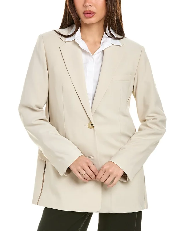 Helmut Lang Logo Tape Wool-Blend Blazer Casual Office Blazer