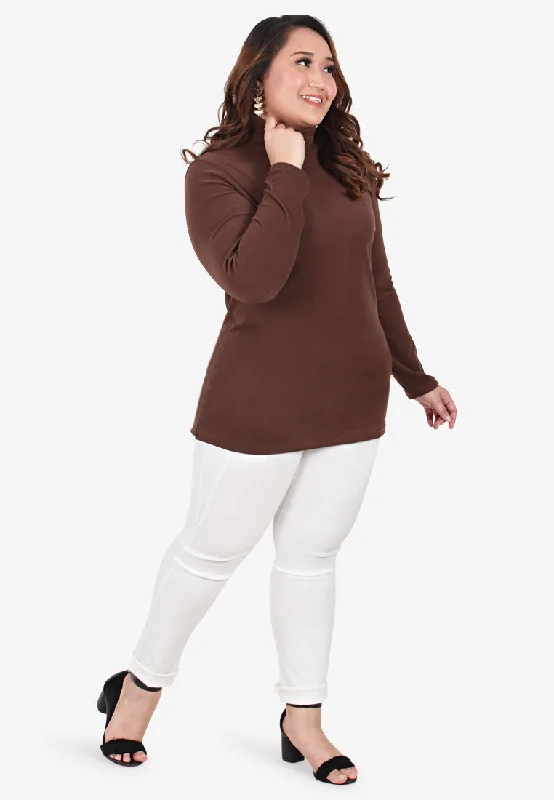 Wahida Cozy Turtleneck Top - Coco Brown Women's cool weather jackets