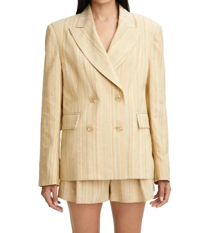 Oversized Double-Breasted Blazer In Avocado Stripe Slim Fit Blazer Jacket