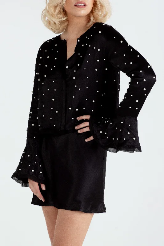 "The Aisling" - Pearl Blouse (Black)