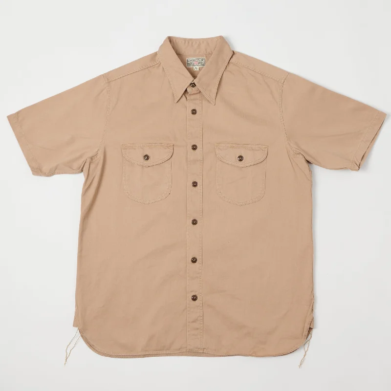 Buzz Rickson's BR38401 S/S Herringbone Work Shirt - Beige