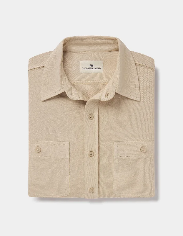 Lennox Jersey Button Up in Oat