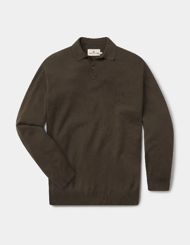 Robles Knit Long Sleeve Polo in Alpine