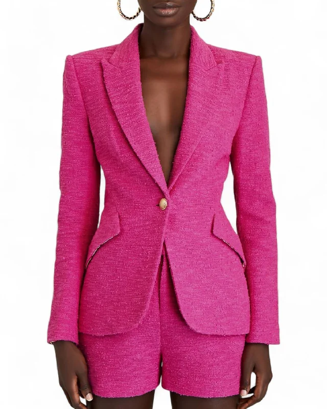 Pre-Loved Chamberlin Tweed Blazer In Pink/fuchsia Classic Style Blazer