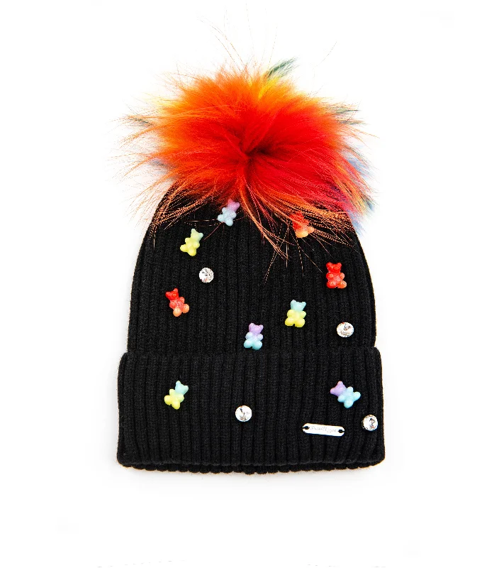 Bari Lynn Gummy Rainbow Winter Hat Best women's jackets for rain