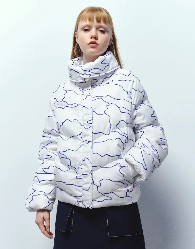 Stand Collar Printed Padded Coat