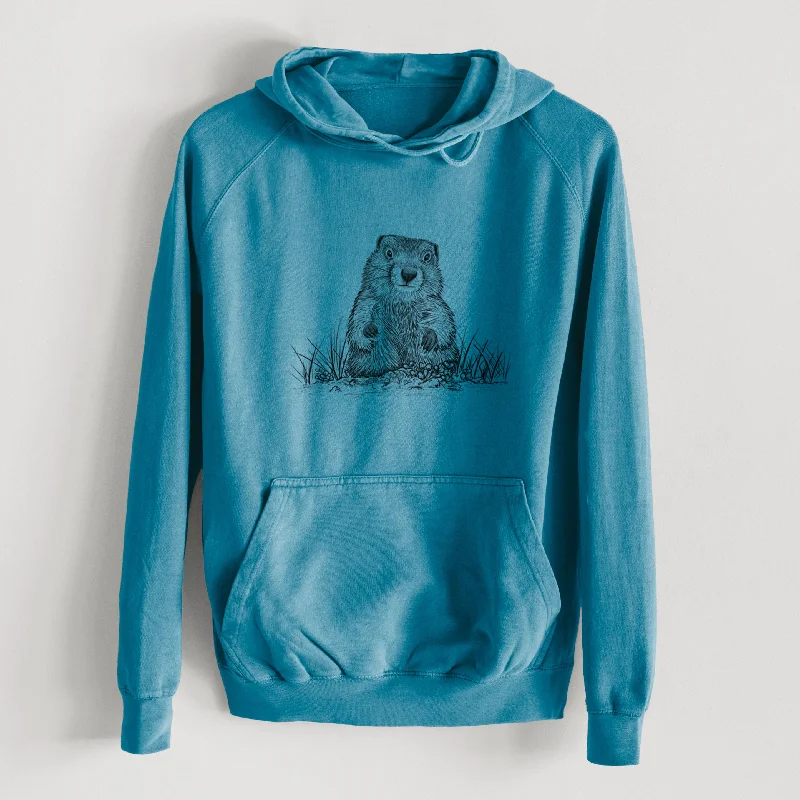 Groundhog - Marmota Monax  - Mid-Weight Unisex Vintage 100% Cotton Hoodie Soft Hoodies for Women