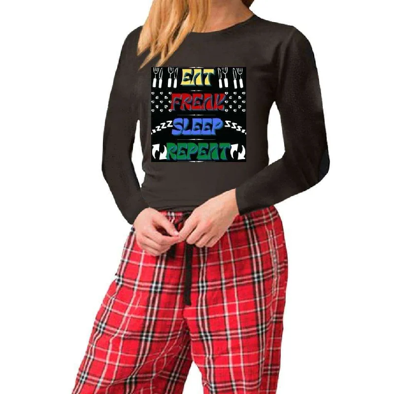 "Eat Freak Sleep Repeat" Women's Pajama Set - Ships from The US Nursing pajama sets