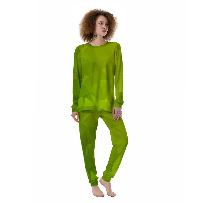 Geometric Polygonal Green Print Women's Pajamas Cooling pajama sets