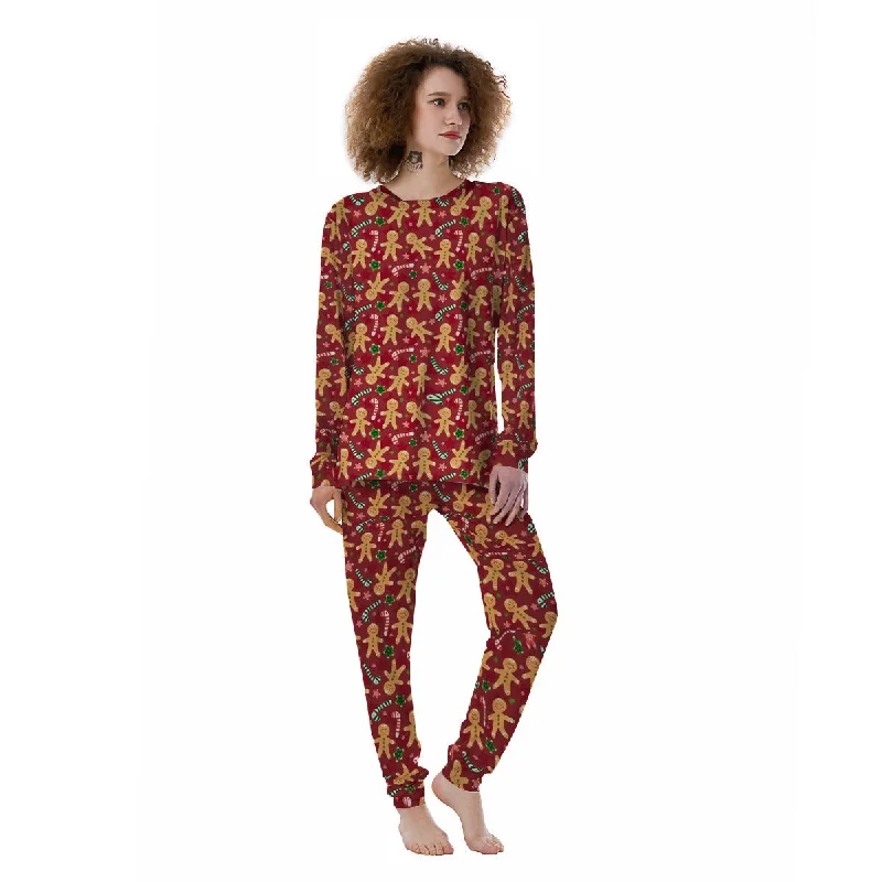 Gingerbread Man Cute Print Pattern Women's Pajamas Bamboo pajama sets