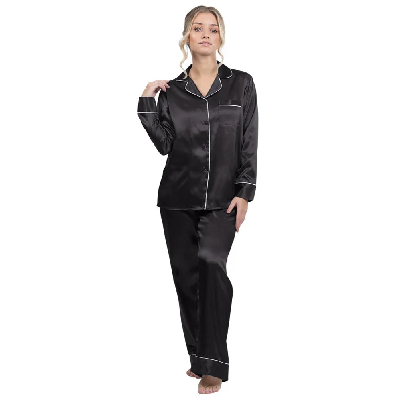 Silky Satin Pajama Sets - Black Best-value pajama sets