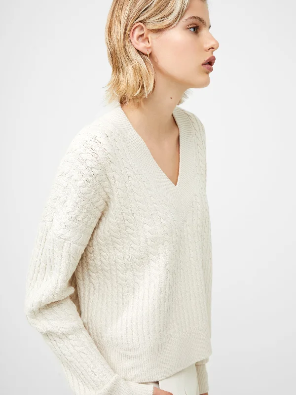 Babysoft Cable Knit V Neck Sweater Budget-friendly sweaters