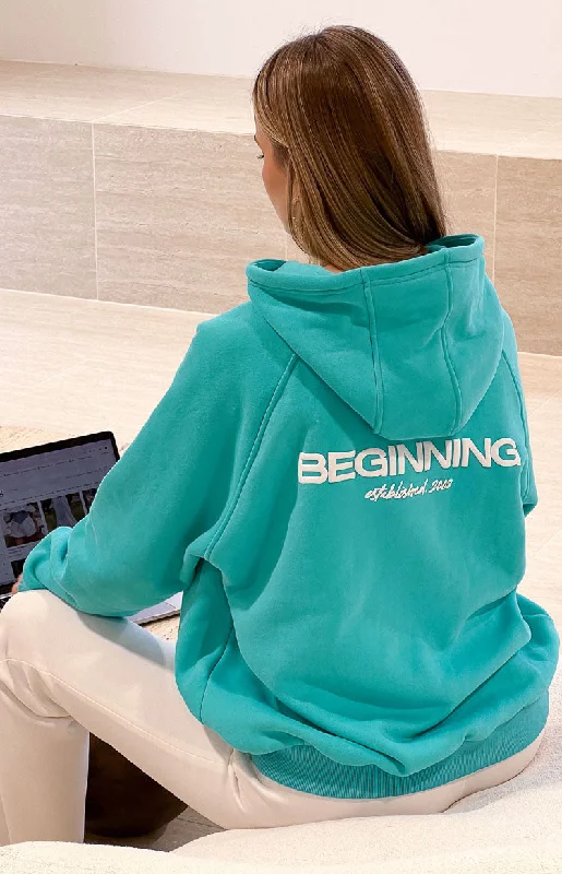 Beginning Teal Established Bubble Hoodie Expensive sweaters