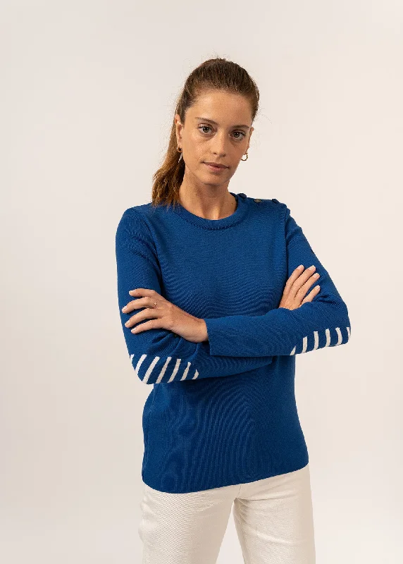 Bregançon plain sailor jumper - striped elbow patches, in wool (GITANE) Adidas sweaters