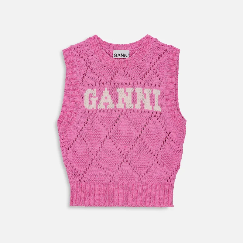 Ganni Cotton Rope Short Vest - Rose Violet Warmest sweaters for extreme cold