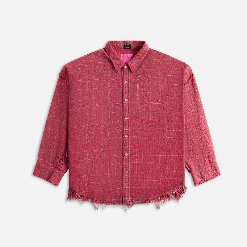 R-13 Shredded Seam Drop Neck Shirt - Raspberry Warm sweaters