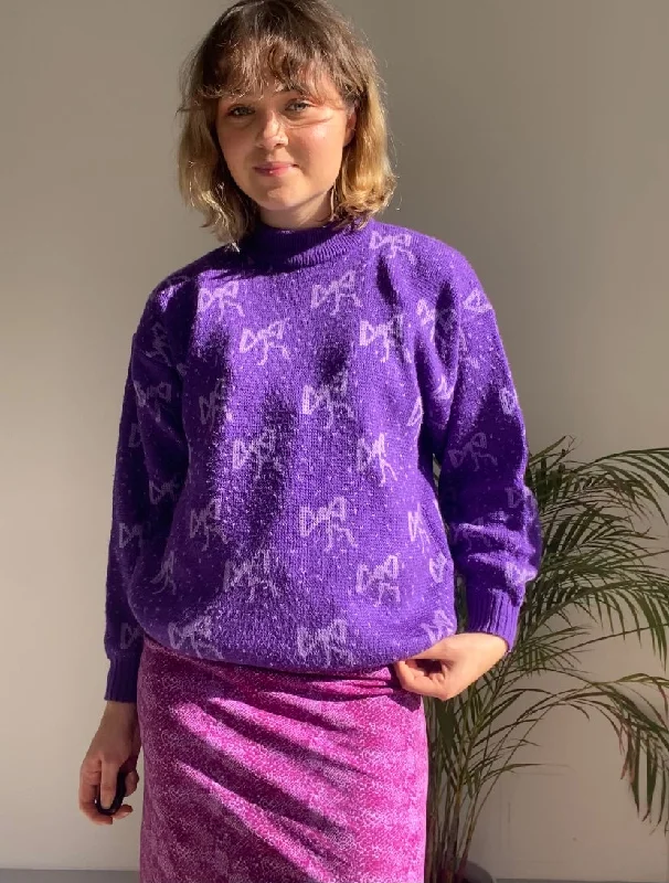 Vintage Purple Bow Knit (S) Spring sweaters