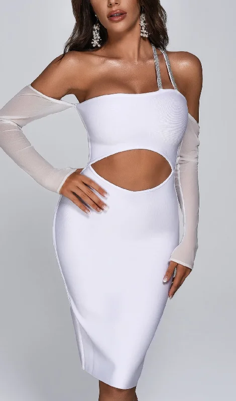 EVELYN MESH MINI BANDAGE DRESS Halter mini dresses