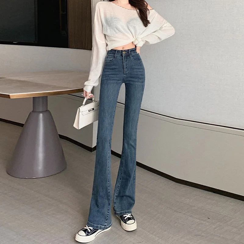 NiDELL: Women’s Vintage High Waist Cotton Jeans for Autumn Mesh unclassified skirts