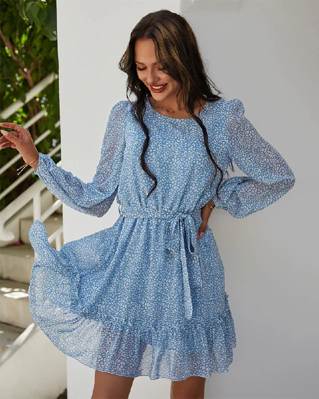 Nothing But Blue Skies Floral Rope Tie Midi Dress Winter midi dresses