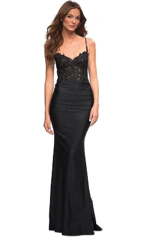 La Femme - 30521SC Embroidered Open Back Evening Gown Hot new arrivals in party dresses