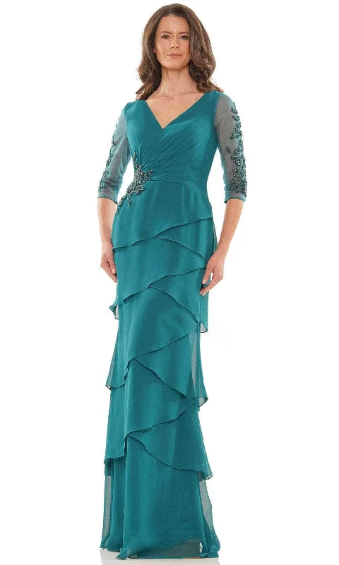 Marsoni by Colors MV1168 - Quarter Sleeves V-Neck Long Gown Best party dresses for formal events