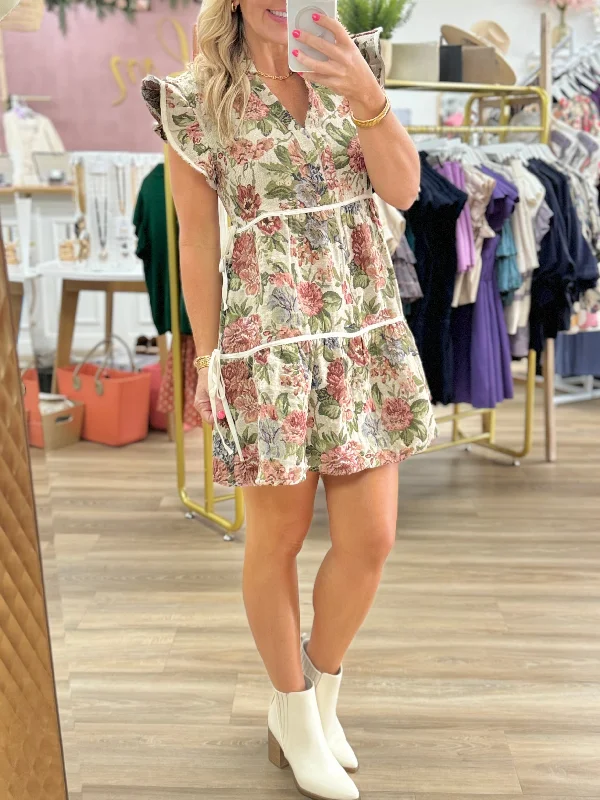 Floral Ruffle Sleeve Dress Best floral dresses for curvy figures