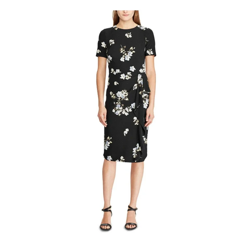 LAUREN RALPH LAUREN NATASIA FLORAL SHEATH DRESS BLACK Fashion-forward floral dresses