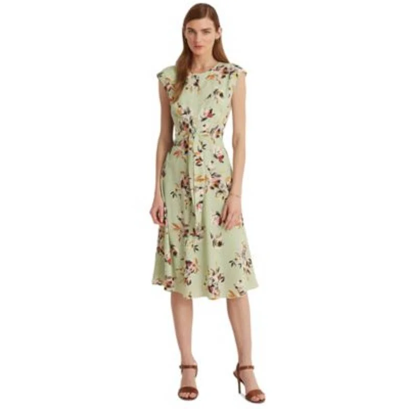 Lauren Ralph Lauren Women's Sage Green & Pink Floral Bubble Ruffle Dress ASOS floral dresses