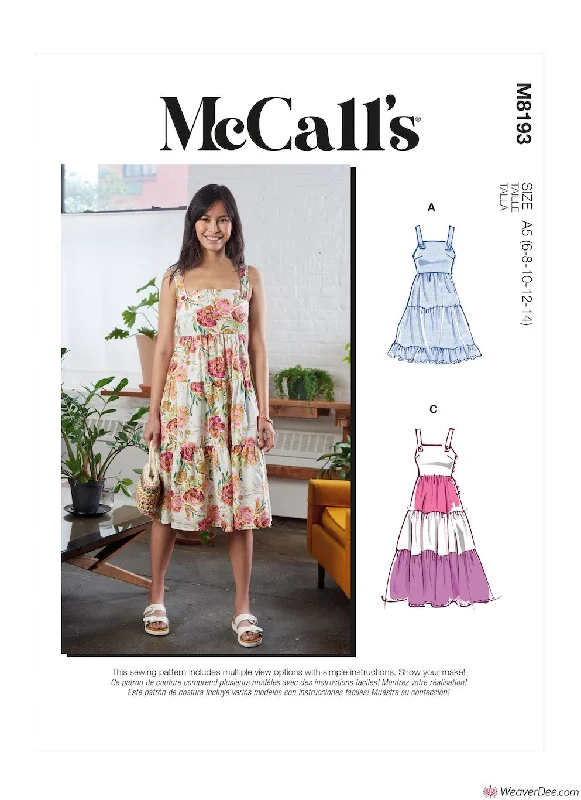 McCall's Pattern M8193 Misses' Dresses Best floral dresses for beach vacations