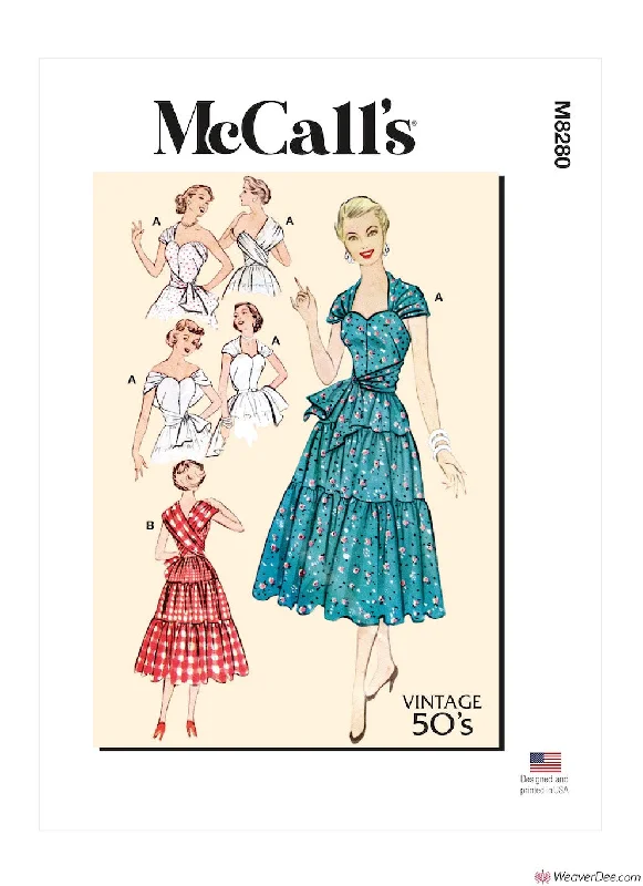 McCall's Pattern M8280 Vintage 1950s Misses' Dresses Ruffled floral dresses