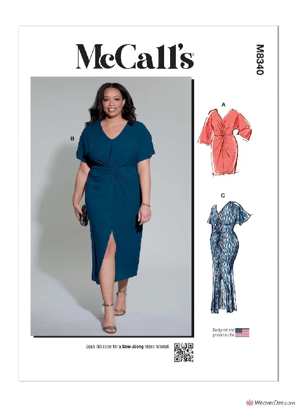 McCall's Pattern M8340 Women's Knit Dress Best floral dresses for hourglass body shape