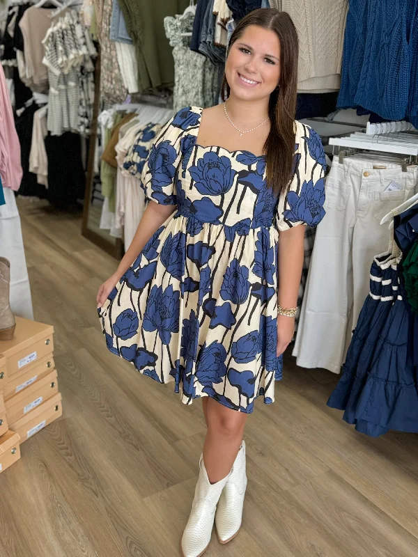 Navy/Cream Floral Dress Date night floral dresses