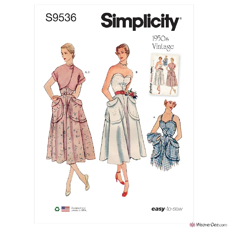 Simplicity Pattern S9536 Misses' Sundress & Bolero - Vintage 1950s Tiered floral dresses