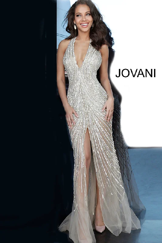 Beaded Deep V-neck Trumpet Dress By Jovani -2609 Floral unclassified dresses