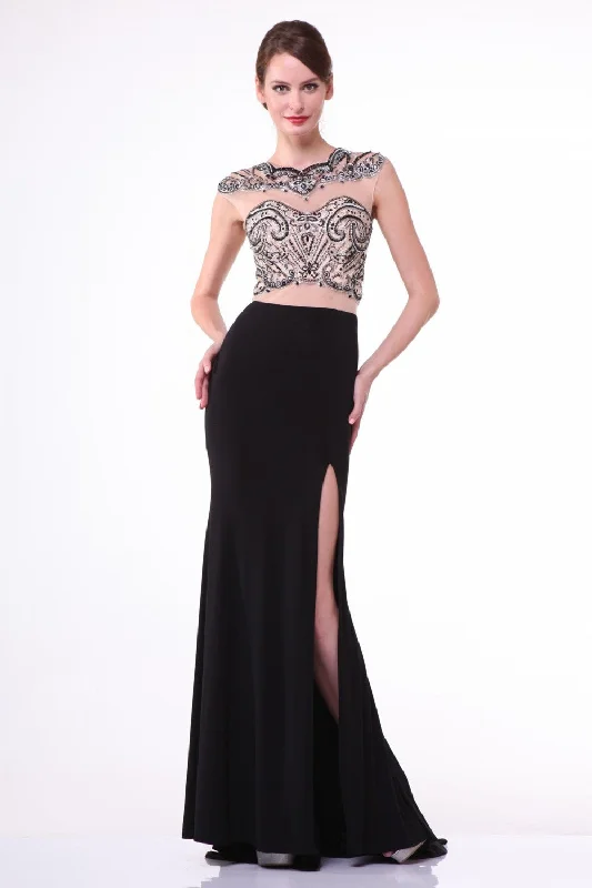 Beaded Illusion Sheath Dress With Slit By Cinderella Divine -8786 Knitted unclassified dresses