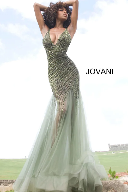 Beaded Mermaid Prom Gown By Jovani -4741 Satin unclassified dresses