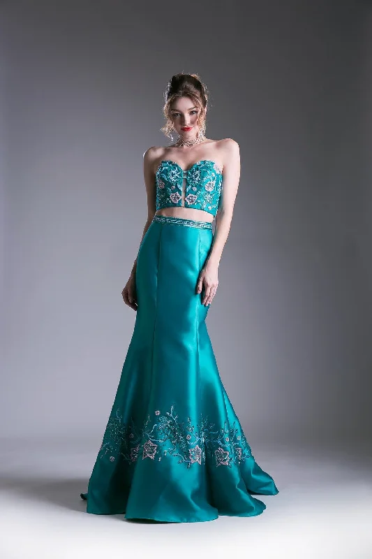 Beaded Satin Mermaid Gown by Cinderella Divine -62211 Y2K unclassified dresses