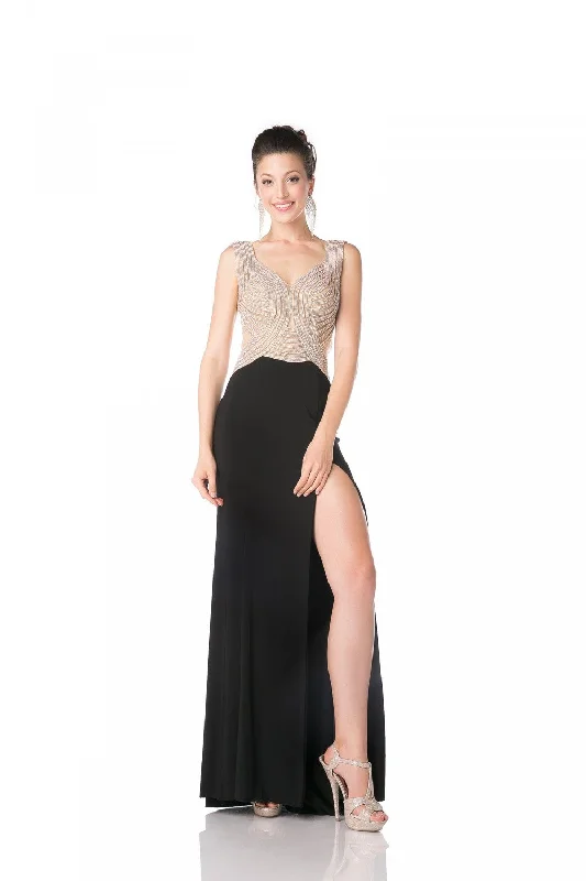 Beaded Stretch Knit Sheath Gown By Cinderella Divine -KD009 Tulle unclassified dresses