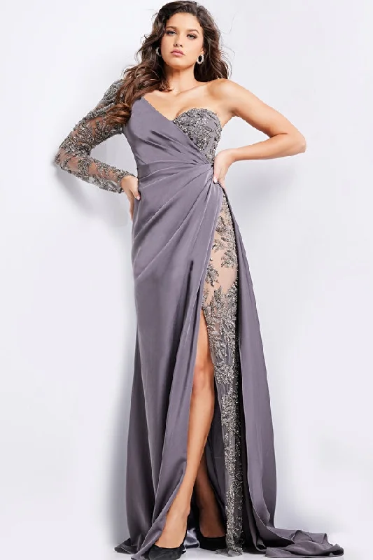 Jovani -24593 One Shoulder Ruched Sheath Dress Chiffon unclassified dresses