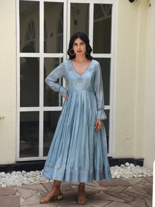 Carolina Blue Silk Embroidered Dreamy Dress Budget-friendly unclassified dresses