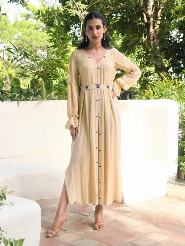 Soothing Pearl Silk Dress & Detachable Belt Lounge unclassified dresses