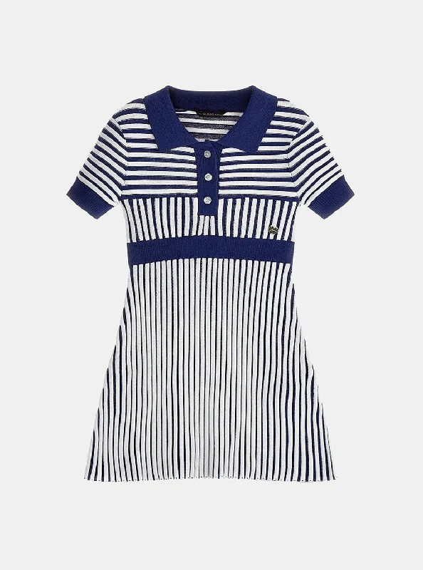 Navy Stripe Short Sleeve Sweater Dress (2-7) Bold Mini Skirt