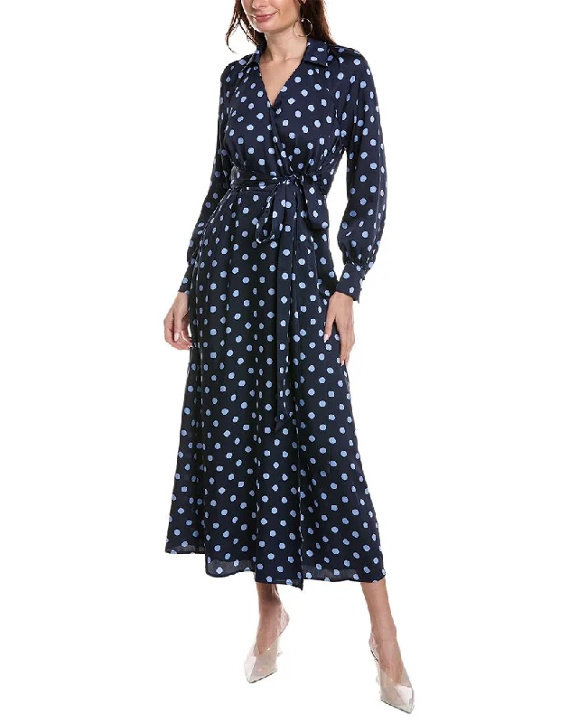 Anne Klein Collared Maxi Dress Printed A-line Maxi