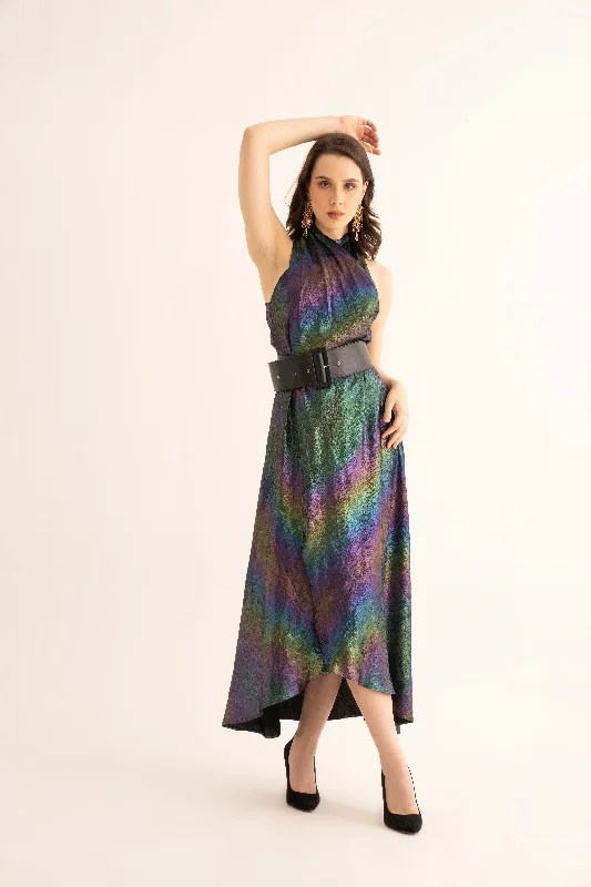 Nightfall Shimmer Crossover Maxi Dress Boho Maxi Skirt