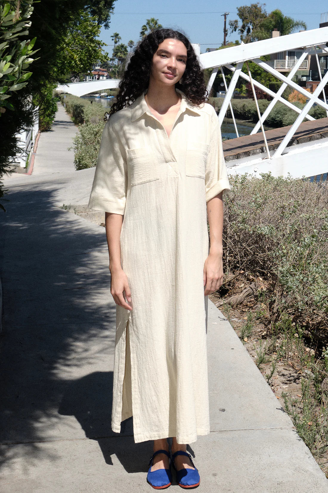 Ren Maxi Shirtdress - Alabaster Soft Flow Maxi