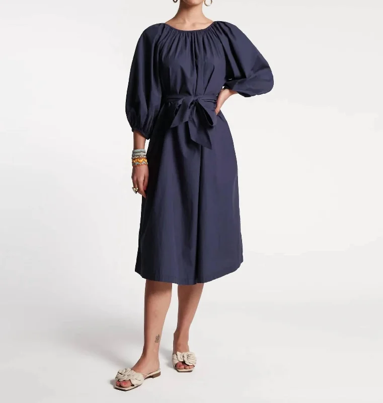 Bliss Midi Dress In Navy Poplin Sporty Midi Skirt